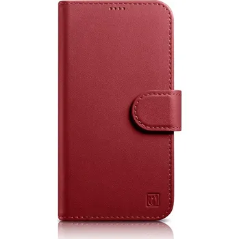 Pouzdro na mobilní telefon iCarer Wallet Case 2in1 pouzdro iPhone 14 Plus skórzany , knížkové se stojánkem Anti-RFID červená (WMI14220727-RD)