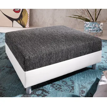 Taburet DELIFE Taburet Clovis B98 x T83 bílá černá modul strukturovaná látka