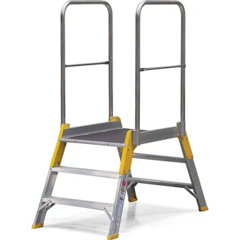 Žebřík Hliníkový můstek, žebřík s plošinou, oboustranný ALVE FORTE, 2x3 příčky, výška plošiny 0,62 m