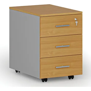 Zásuvkový kontejner Kancelářský mobilní kontejner PRIMO GRAY, 3 zásuvky, šedá/buk