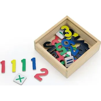 Dřevěná hračka VIGA, Dřevěná magnetická čísla v krabičce