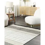 Koberec béžová a černá vlna a bavlna 140 x 200 cm ručně tkaný s dekorativními třásněmi Beliani