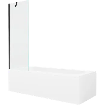 Vana Mexen Vega obdélníková vana 170 x 70 cm s obložením a jednokřídlou zástěnou 60 cm, transparentní, černá - 550117070X9506000070 Vany se zástěnou