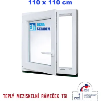 Okno ERKADO Plastové okno 110 x 110 cm Bílé / Antracit otevíravé i sklopné levé