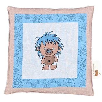 Termofor Ovopecka nahřívací polštářek s hroznovými peckami Lvíček modrý 15x15cm