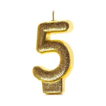 Set školních potřeb Świeczka urodzinowa 5 złoty brokat