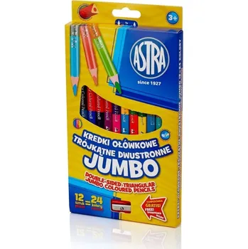 Pastelka ASTRA Trojhranné oboustranné pastelky JUMBO 12 ks,24 barev