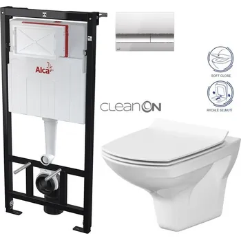 Klozet Předstěnový instalační systém s chromovým tlačítkem M1721 + WC CERSANIT CLEANON CARINA + SEDÁTKO AM101/1120 M1721 CA3