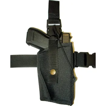 Pouzdro na pistoli s dvojím jištěním stehenní Černé - Gen.2 (Stehenní pouzdro na zbraň)