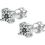 Stříbrné šroubovací náušnice s hranatým zirkonem