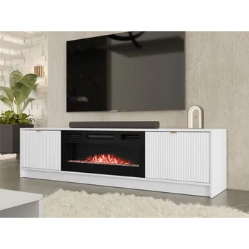 Televizní stolek TV skříňka s krbem Razimo EF, Barva dřeva: Bílý velvet MIRJAN 5903211351648