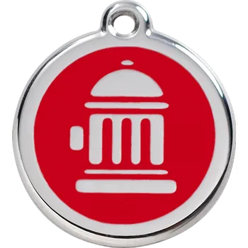 psí známka RED DINGO Známka s rytím Hydrant Červená 37 mm Počet řádků: 2 řádky textu