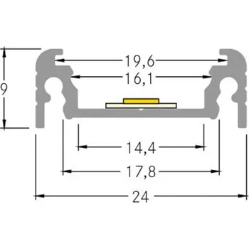 Lampička BRUMBERG montážní profil výška 9 mm délka 1 m hliník eloxovaný hliník
