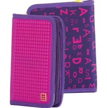 Penál PIXIE CREW Kreativní pixelový školní penál fialová abeceda PXA-04