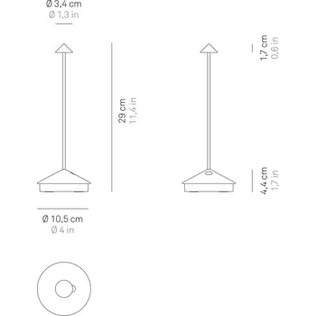 Lampička Zafferano Pina 3K dobíjecí stolní lampa fólie měď - Ø stínítka 3,4 cm 1 x 2 W LED - Doprava zdarma