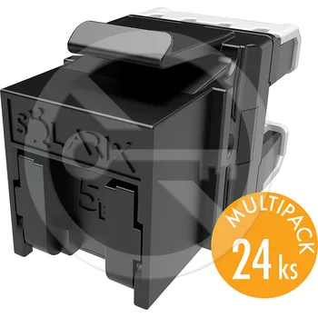Síťový konektor MULTIPACK 24 ks - rychlozařezávací keystone Solarix CAT5E UTP RJ45 SXKJ-5E-UTP-BK-NA