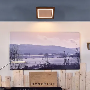 HerzBlut Otto O stropní světlo čtverec ořech LED celkem 36 W - Doprava zdarma