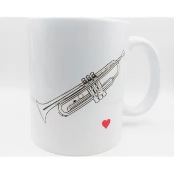 Bílý hrnek v krabičce - hudební nástroj trumpeta