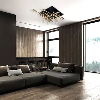 Näve Stropní světlo Ancona 11 zdrojů, mosaz/černá - baldachýn - délka 30 cm, šířka 30 cm mosaz, černý 11 x 40 W + LED 5,7 W celkem - Doprava zdarma