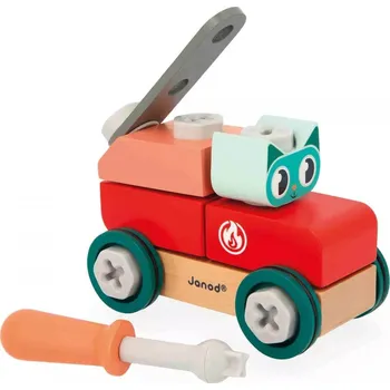 Dřevěná hračka BricoKids - Dřevěné autíčko k sestavení - kočička