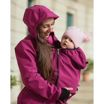 Softshellová NOSÍCÍ bunda Andrea + TĚHOTENSKÁ vsadka, fuchsiová S