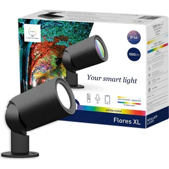 Lampička tint LED venkovní reflektor Flores XL, IP44, CCT, RGB - Délka kabelu 300 cm černá LED 8,1 W celkem - Doprava zdarma