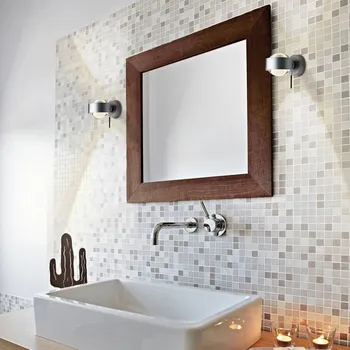 Lampička Top Light Puk Mini Wall+ LED, čirá skla, matný chrom - Výstupek nástěnného držáku 2 cm, výška každé čočky 1,7 cm matný chrom, čirý 2 x 8 W LED - Doprava zdarma