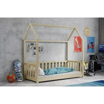 Postel Dřevěná postel DOMEK 09 80x200 cm borovice masiv - více odstínů