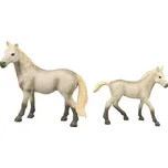 Sada koně 2 ks s ohradou bílý