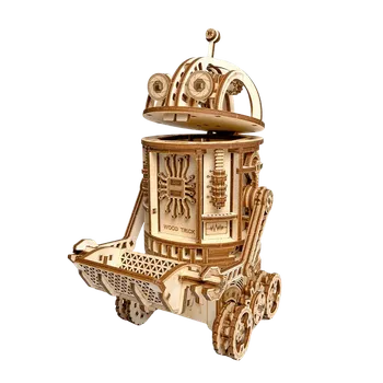 Puzzle Wood Trick "Robot na odpadky" - 3D dřevěné mechanické puzzle ("Space Junk Robot" - dřevěné 3D puzzle a dřevěné skládačky)