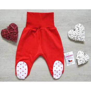 AMÁLKA Bavlněné, červené polodupačky, srdíčka Velikost: 62