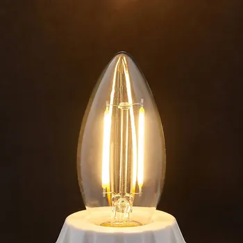 Lampička Lindby E14 LED žárovka svíčka Filament 2 W, čirá, 2 700 K