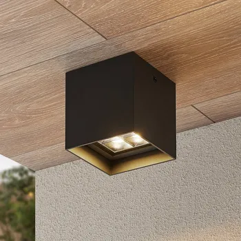 Lampička Lindby Eveta LED stropní svítidlo, 10 cm, antracit, hliník, IP65 LED 8,8 W celkem - Doprava zdarma