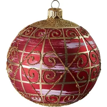 Vánoční ozdoba Vánoční baňka červená se zlatým dekorem