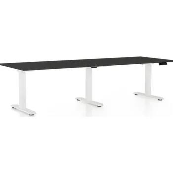 Psací stůl Výškově nastavitelný stůl OfficeTech Long, 240 x 80 cm, bílá podnož, černá