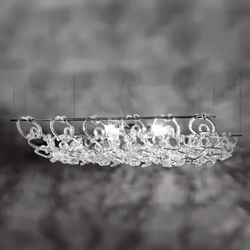 Vistosi Závěsné světlo Giogali3D 90 cm dlouhé čirá, chrom 4 x 60 W - Doprava zdarma