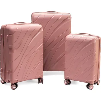 Zlato-růžová sada 3 luxusních skořepinových kufrů "Tide" - vel. M, L, XL