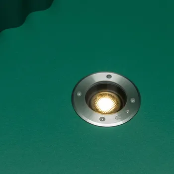 Venkovní osvětlení FARO BARCELONA Podlahové světlo Geiser GU10 proti mořské vodě - Ø tělesa 8 cm nerezová ocel satinovaná, transparentní 1 x 8 W LED - Doprava zdarma