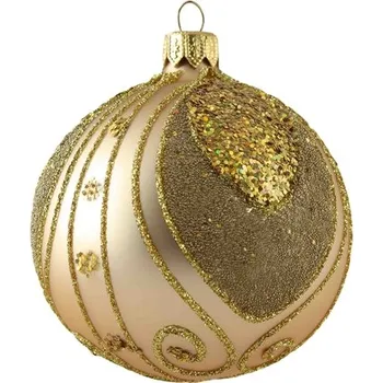 Vánoční ozdoba Skleněná vánoční baňka zlatá dekor