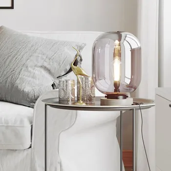 Lampička By Rydéns Leola skleněná stolní lampa kouřově šedá 1 x 40 W - Doprava zdarma