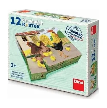 ostatní stavebnice Dino Domácí zvířátka retro - Dřevěné kostky