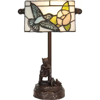 Lampička Clayre&Eef Stolní lampa 5LL-6050 ve vzhledu Tiffany hnědá, béžová, modrá, zelená 1 x 25 W - Doprava zdarma