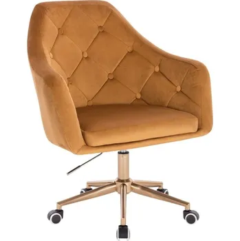 LuxuryForm DESIGN Kosmetické křeslo ANDORA VELUR na zlaté podstavě s kolečky - medové