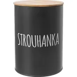 Plechová dóza STROUHANKA s bambusovým víčkem černá/bambus 1,3 l