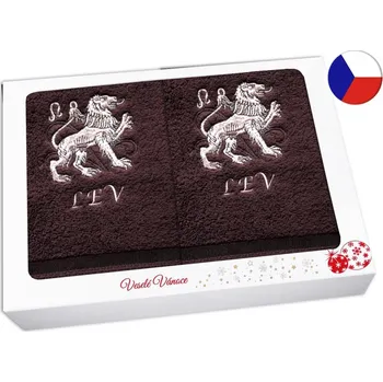 Ručník Vánoční dárková sada ručník + osuška Znamení Lev hnědá/hnědá