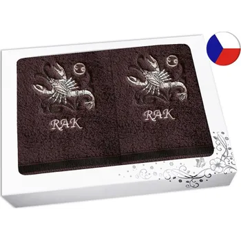 Ručník Luxusní dárková sada ručník + osuška Znamení Rak hnědá/hnědá