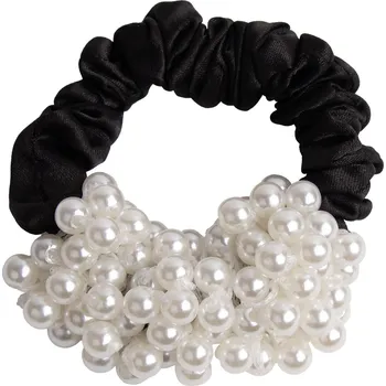 Gumička do vlasů s perličkami 3933-6 černá