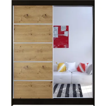 Šatní skříň Šatní skříň CAMINO III šířka 150 cm - černá/dub artisan