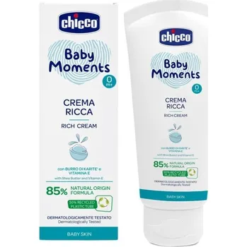 Tělový olej CHICCO Krém vyživující Baby Moments 85% přírodních složek 100 ml, 0m+