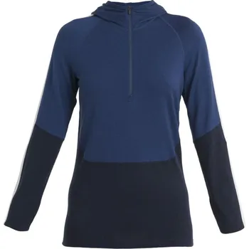 Dámské tričko ICEBREAKER Wmns Merino 200 Sonebula LS Half Zip Hood, Mid Nvy/Royal Nvy/Snow velikost: L